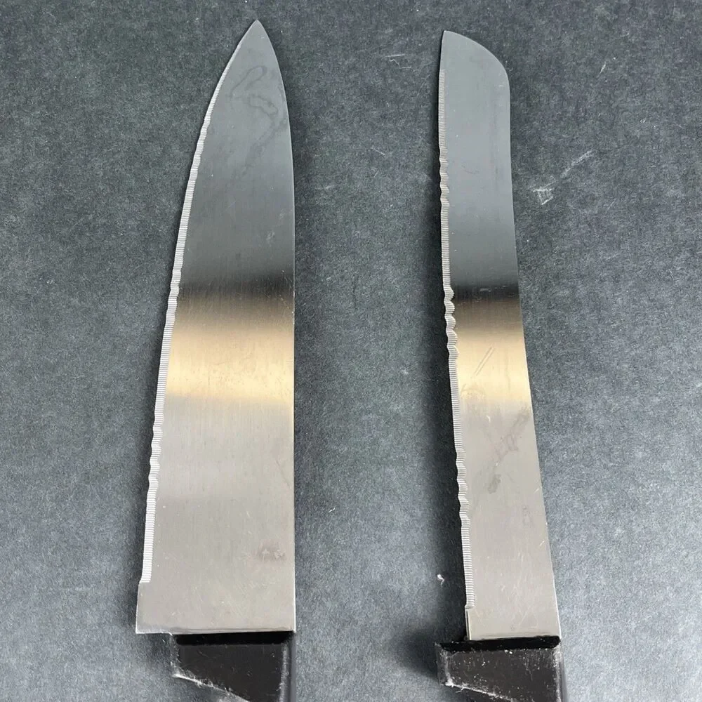 Vintage JCPenney Kitchen Knife Set 2pc Stainless Japan Chef & Serrated Slicer‎